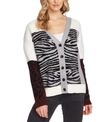 VINCE CAMUTO MIXED ZEBRA-PRINT COLORBLOCKED CARDIGAN SWEATER