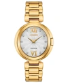 CITIZEN ECO-DRIVE WOMEN'S CAPELLA DIAMOND-ACCENT GOLD-TONE STAINLESS STEEL BRACELET WATCH 34MM