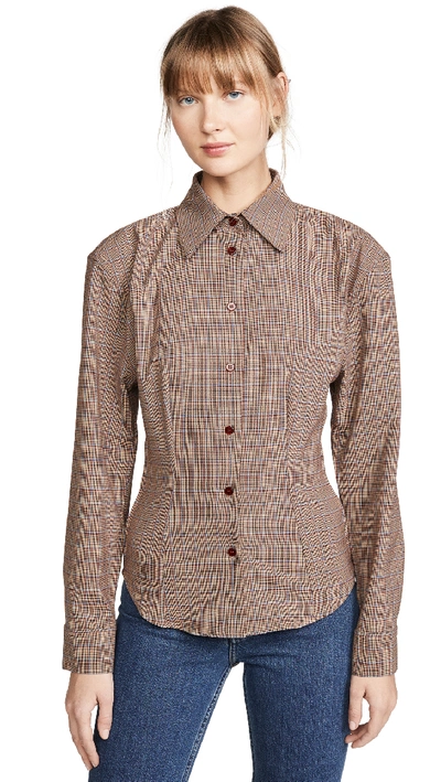 Acne Studios Sovilla Plea Shirt In Blue Brown