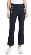 Derek Lam 10 Crosby Robertson Cropped Flare Trousers With Sailor Buttons In Midnight