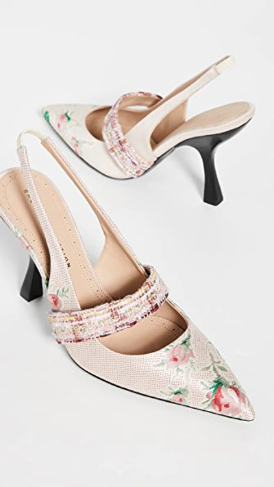 Brock Collection 100mm Jacquard Sling Back Pumps In Pink