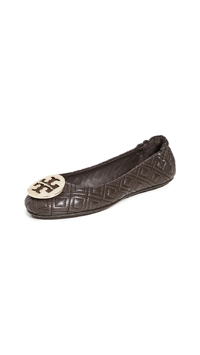 Tory Burch Quilted Minnie Flats In Espresso