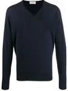 John Smedley Blenheim V-neck Wool Jumper In Blue