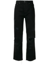 Amiri Thrasher Crop Straight Minimal Jeans In Black