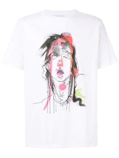 Neil Barrett X Julie Verhoeven Abstract Face Graphic T-shirt In White