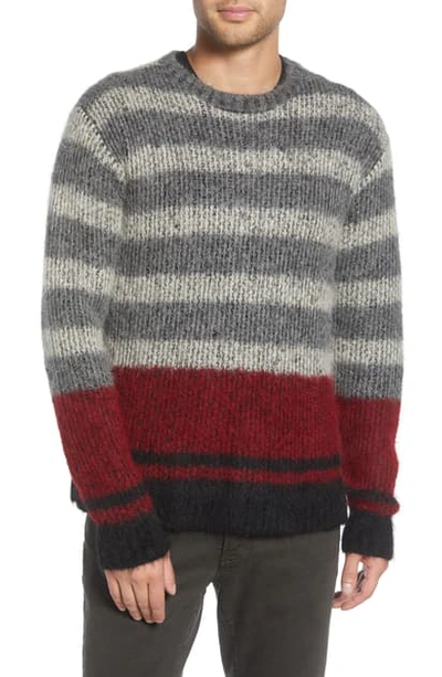 John Varvatos Multicolor Stripe Alpaca-blend Knit Sweater In Gray Heather