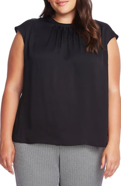 Vince Camuto Cap Sleeve Satin Top In Rich Black