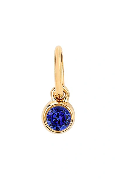 Ef Collection Blue Sapphire Bezel Pendant Charm In Blue Sapphire/ Yellow Gold