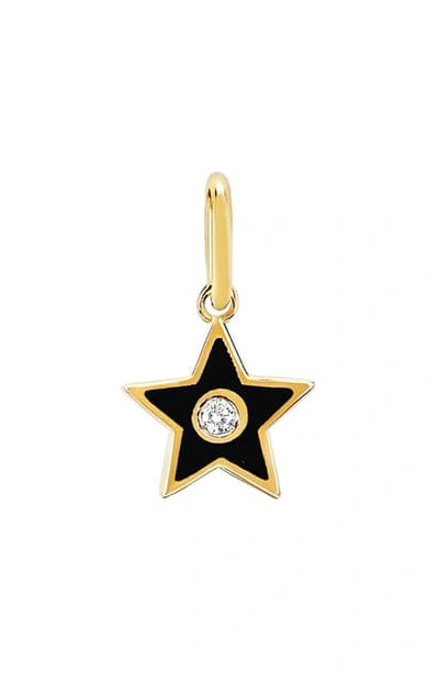 Ef Collection Diamond & Black Enamel Star Pendant Charm In Diamond/ Black/ Yellow Gold