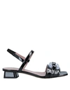 Rayne Patent Sandals In Black