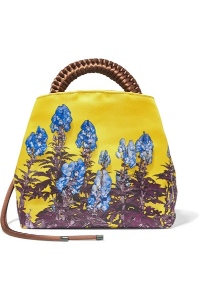 Dries Van Noten Floral-print Satin Tote In Yellow