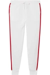 ADAM SELMAN SPORT GROSGRAIN-TRIMMED MESH TRACK PANTS