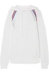 ADAM SELMAN SPORT GROSGRAIN-TRIMMED MESH HOODIE