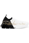 DOLCE & GABBANA SORRENTO LOGO-PRINT STRETCH-KNIT SLIP-ON SNEAKERS