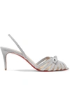 CHRISTIAN LOUBOUTIN ARABORDA 70 CRYSTAL-EMBELLISHED SUEDE AND MESH SLINGBACK SANDALS