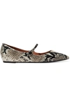 TABITHA SIMMONS HERMIONE SNAKE-EFFECT LEATHER POINT-TOE FLATS