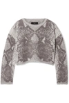 AMIRI CROPPED INTARSIA WOOL AND CASHMERE-BLEND SWEATER
