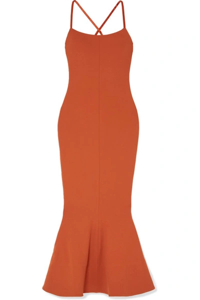 Solace London Verla Stretch-crepe Midi Dress In Brown