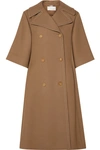 CHLOÉ OVERSIZED DOUBLE-BREASTED WOOL AND SILK-BLEND TWILL COAT