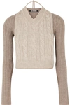 JACQUEMUS LAYERED CABLE-KNIT TWO-TONE MERINO WOOL SWEATER