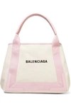 BALENCIAGA CABAS SMALL LEATHER-TRIMMED PRINTED CANVAS TOTE