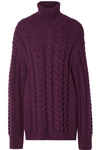 TIBI OPEN-BACK CABLE-KNIT WOOL-BLEND TURTLENECK SWEATER