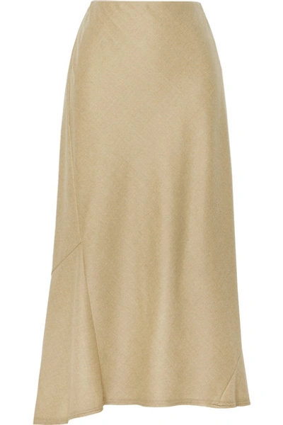 Theory Wool Midi Skirt In Beige