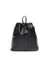 KARA Glass crystal fringe leather drawstring backpack