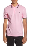 Fred Perry Twin Tipped Extra Slim Fit Pique Polo In Pink Lady