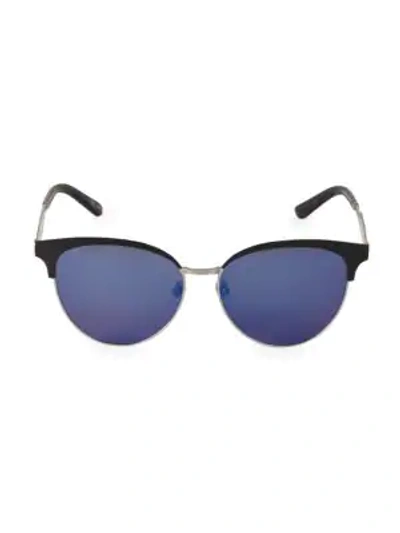 Gucci 58mm Half-rim Cat Eye Sunglasses In Matte Black