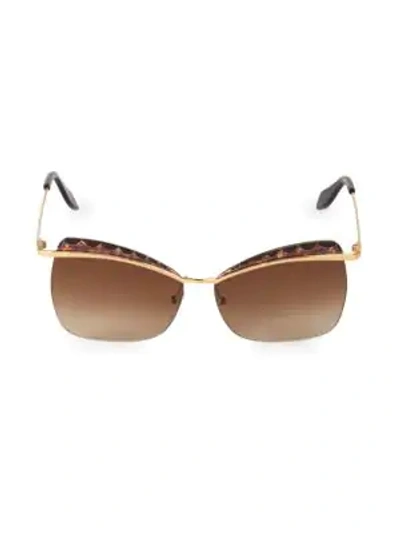 Alexander Mcqueen Tortoise 60mm Cat Eye Sunglasses In Gold