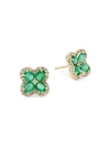 Saks Fifth Avenue Women's 14k Yellow Gold, Emerald & Diamond Stud Earrings