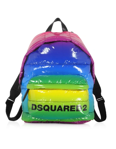 Dsquared2 Miss Logo Rainbow Vinyl Backpack In Fuchsia