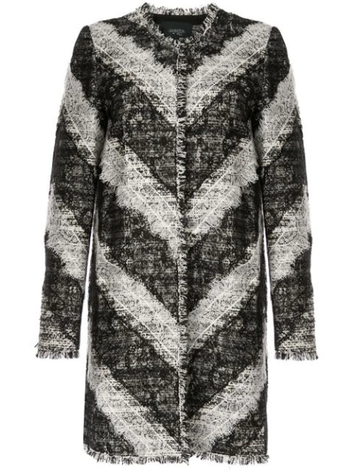 Giambattista Valli Cotton Tweed Coat With Lace Accents In Black