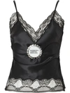 BURBERRY BOTTLE CAP DETAIL SATIN AND LACE OVERSIZED CAMISOLE