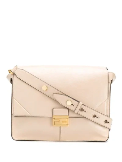 Fendi Women's Large Kan U Leather Shoulder Bag In Taupe