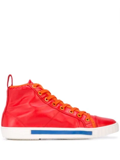 Carven Lace Up Hi-top Trainers In Red