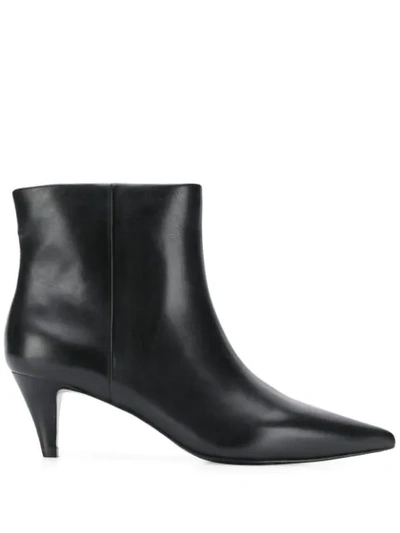 Ash Cameron Low Heels Ankle Boots In Black Leather
