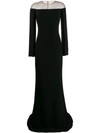 STELLA MCCARTNEY OBERON CRYSTAL-MESH SPLIT-SLEEVE GOWN