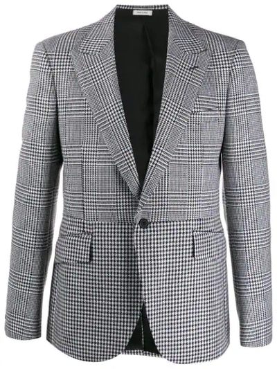 Alexander Mcqueen Prince Of Wales & Houndstooth Jacket In 9080 White/black