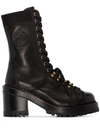 VERSACE BLACK TRIBUTE LACE-UP ANKLE BOOTS