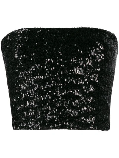 Andamane Sequined Cropped Tank Top In Black