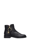 SEE BY CHLOÉ LOUISE LOW HEELS ANKLE BOOTS IN BLACK LEATHER,11065121