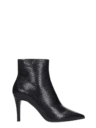Ash Britney High Heels Ankle Boots In Black Leather
