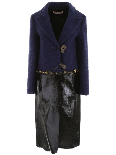 Marni Coat With Piercings In Blue,black