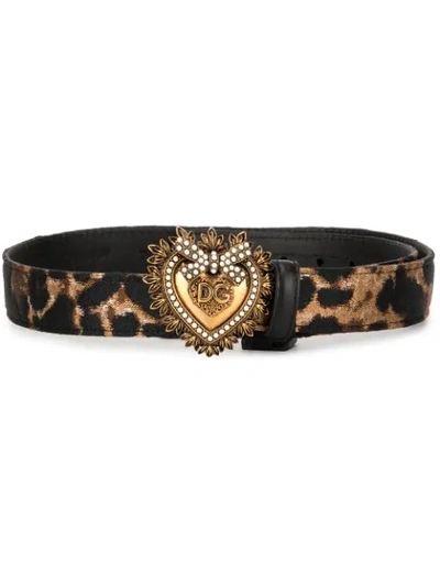 Dolce & Gabbana Leopard Print Devotion Belt In Multi