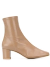 By Far Neutral Sofia 50 Leather Ankle Boots