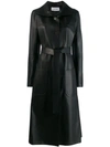 LOEWE LEATHER BELTED LONG COAT