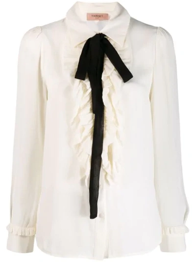 Twinset Ruffled Detail Shirt In White