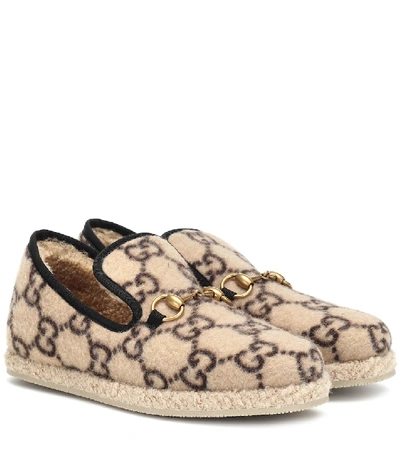 Gucci 10mm  Fria Wool Felt Loafers In Beige